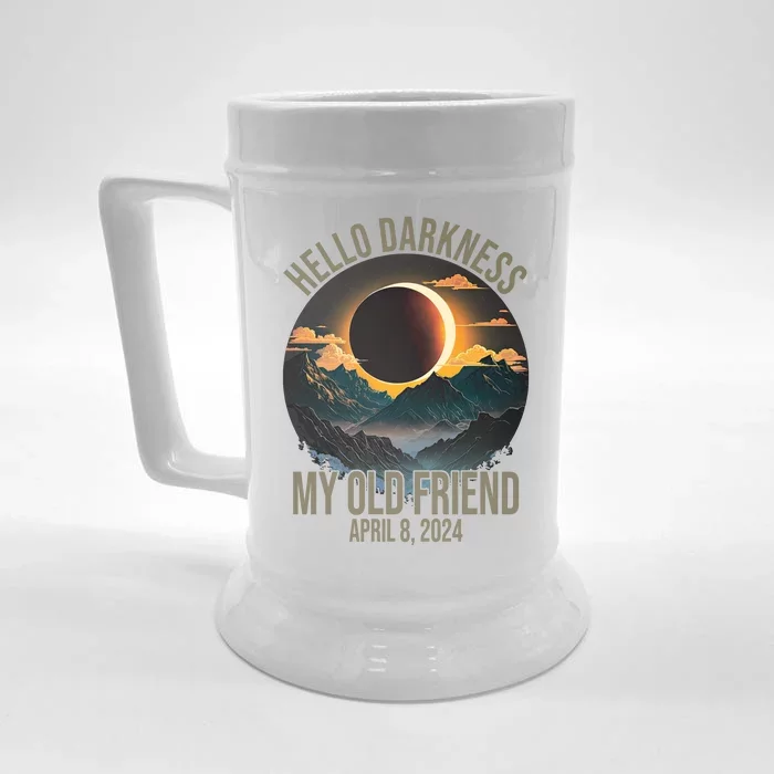 Hello Darkness My Old Friend Solar Eclipse April 08 2024 Front & Back Beer Stein