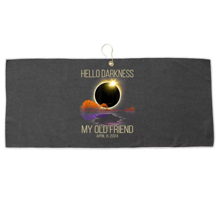 Hello Darkness My Old Friend Solar Eclipse April 08 2024 Large Microfiber Waffle Golf Towel