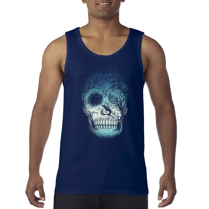 Halloween Dark Nature Forest Skull Tank Top