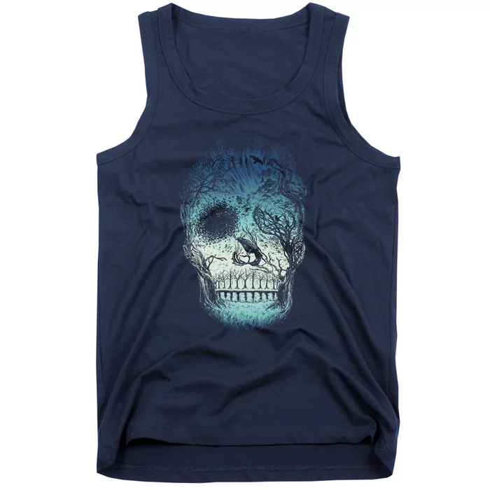 Halloween Dark Nature Forest Skull Tank Top