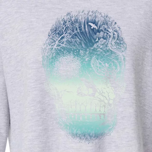 Halloween Dark Nature Forest Skull Cropped Pullover Crew