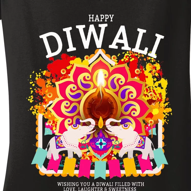 Happy Diwali Outfit Idea & Hindu Festival Diwali Women's V-Neck T-Shirt