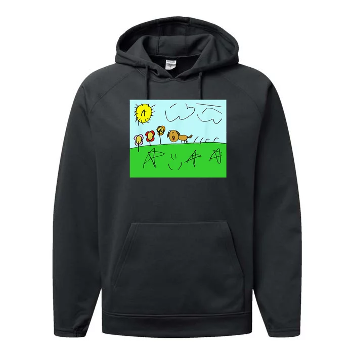 Happy Dog Outside On Some Grass Performance Fleece Hoodie