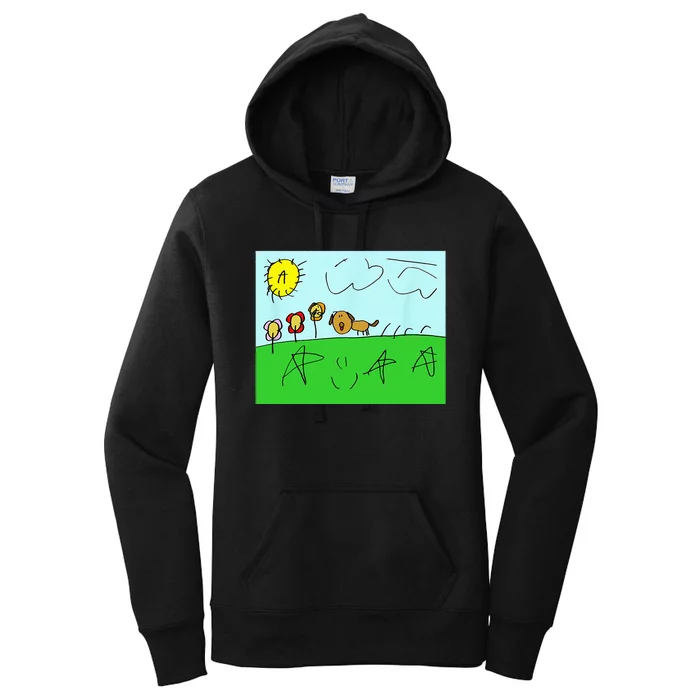 Happy Dog Outside On Some Grass Women's Pullover Hoodie