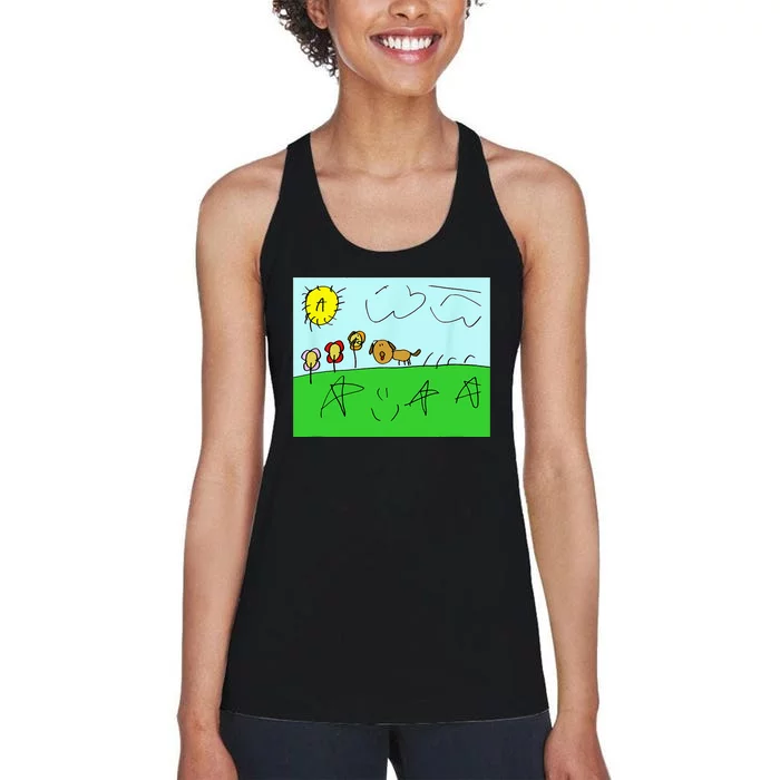 Happy Dog Outside On Some Grass Women's Racerback Tank