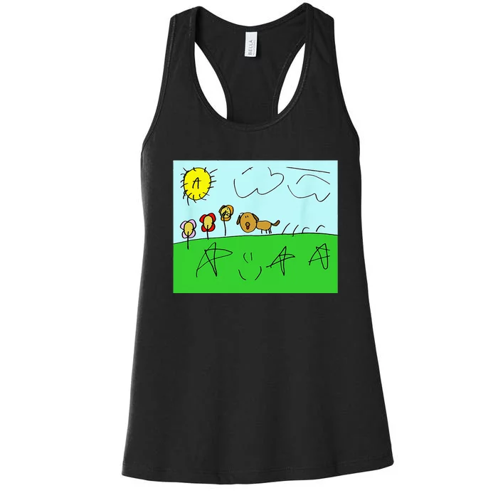 Happy Dog Outside On Some Grass Women's Racerback Tank