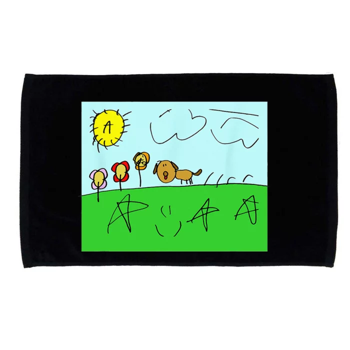 Happy Dog Outside On Some Grass Microfiber Hand Towel