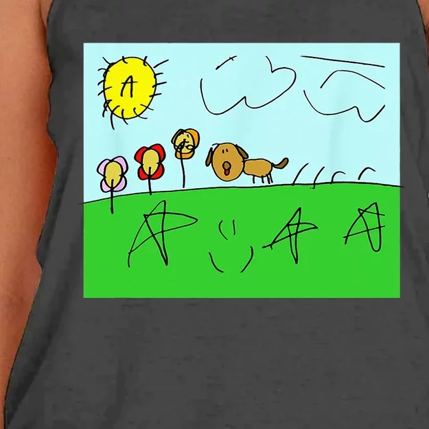 Happy Dog Outside On Some Grass Women's Knotted Racerback Tank