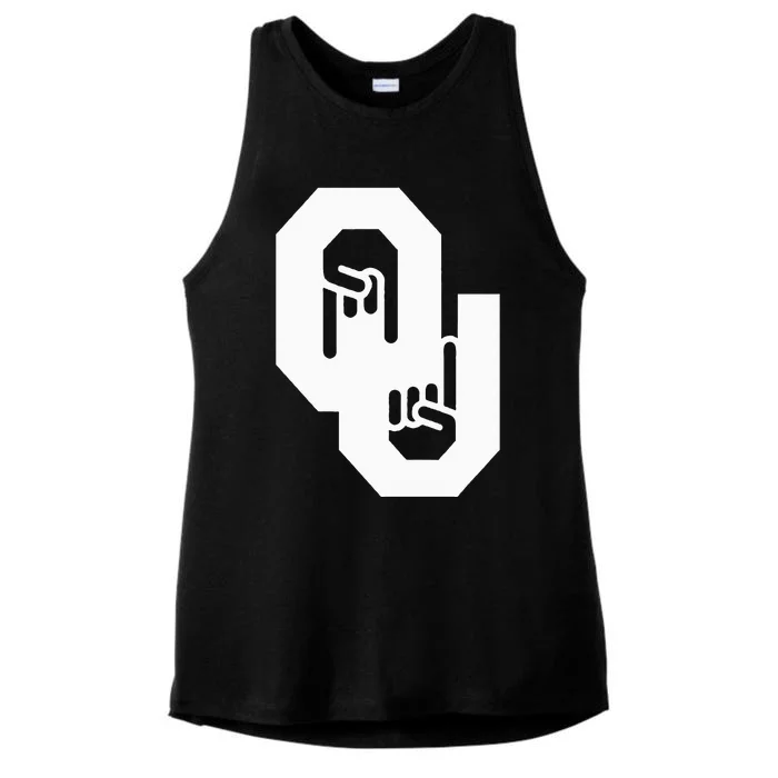 Horns Down Oklahoma Texas Ladies Tri-Blend Wicking Tank