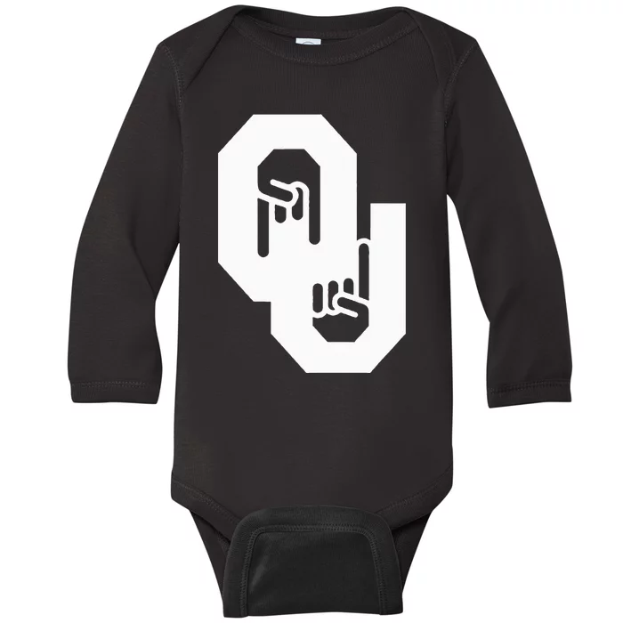 Horns Down Oklahoma Texas Baby Long Sleeve Bodysuit