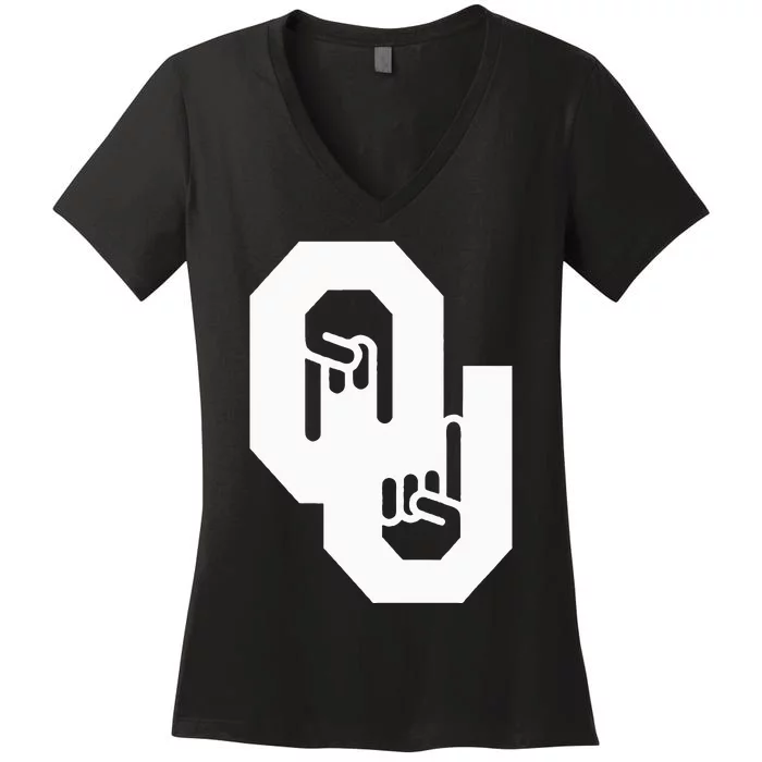 Horns Down Oklahoma Texas Women's V-Neck T-Shirt