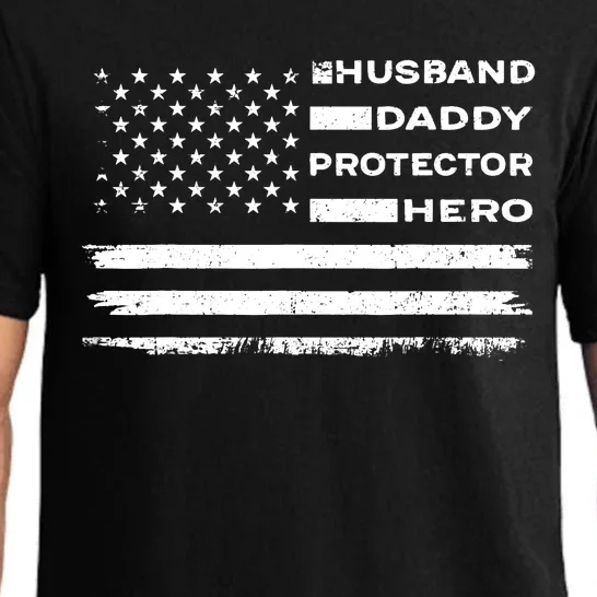 Husband Daddy Protector Hero US American Flag Fathers Day Pajama Set