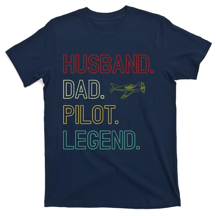 Husband Dad Pilot Legend Retro Pilot Dad T-Shirt