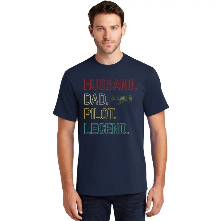 Husband Dad Pilot Legend Retro Pilot Dad Tall T-Shirt