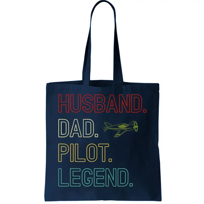 Husband Dad Pilot Legend Retro Pilot Dad Tote Bag