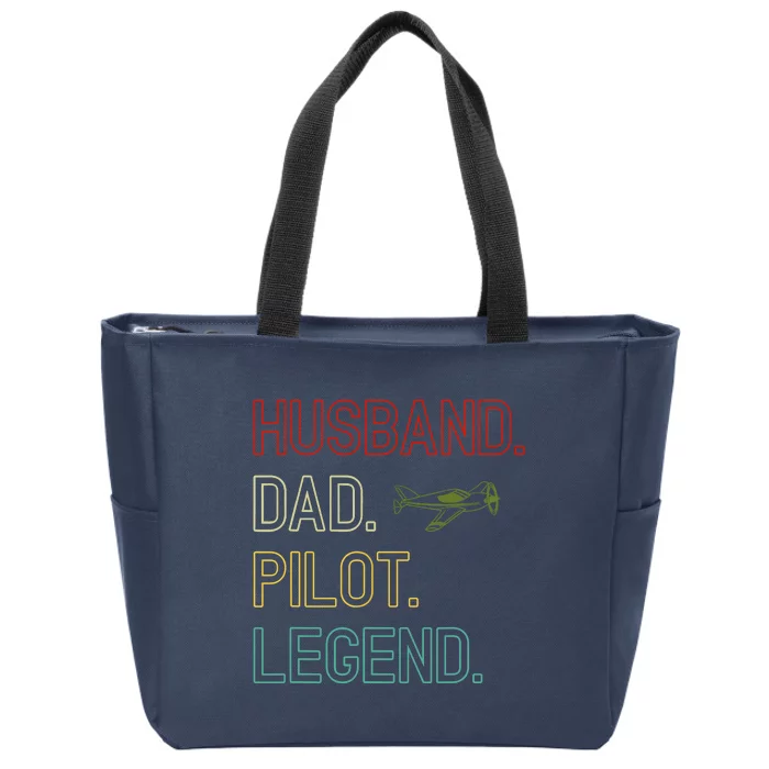 Husband Dad Pilot Legend Retro Pilot Dad Zip Tote Bag