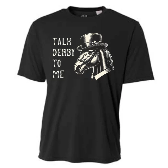 Horse Derby Party Blue Hat Talk Derby To Me Cooling Performance Crew T-Shirt