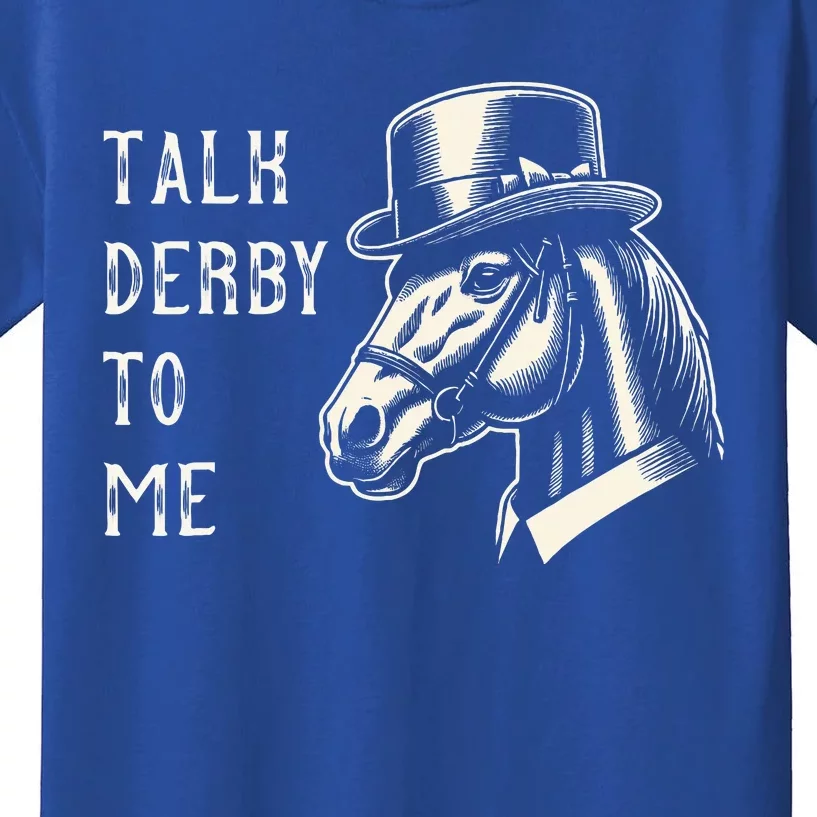 Horse Derby Party Blue Hat Talk Derby To Me Kids T-Shirt