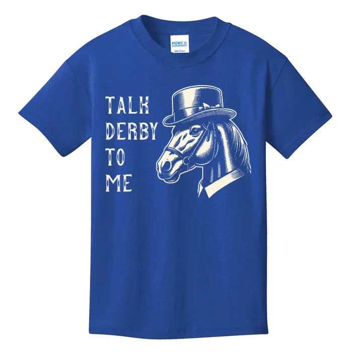 Horse Derby Party Blue Hat Talk Derby To Me Kids T-Shirt