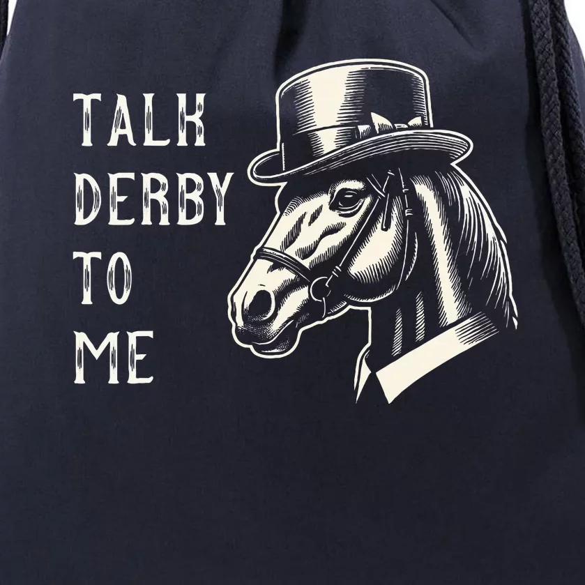 Horse Derby Party Blue Hat Talk Derby To Me Drawstring Bag