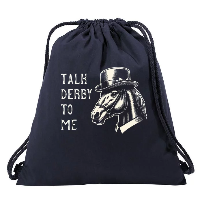 Horse Derby Party Blue Hat Talk Derby To Me Drawstring Bag