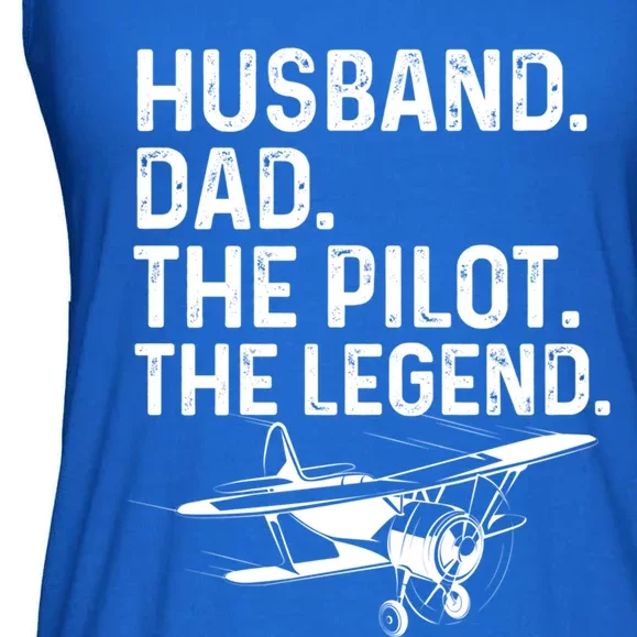 Husband Dad Pilot Legend Funny Airplane Fathers Day Tee Gift Ladies Essential Flowy Tank