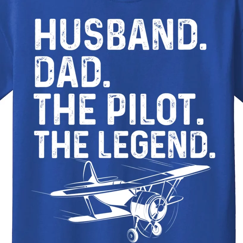 Husband Dad Pilot Legend Funny Airplane Fathers Day Tee Gift Kids T-Shirt