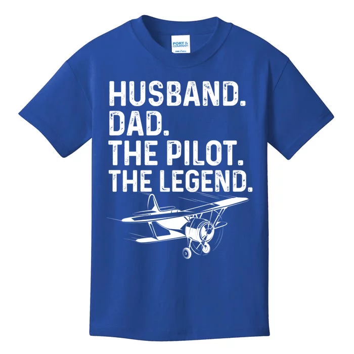 Husband Dad Pilot Legend Funny Airplane Fathers Day Tee Gift Kids T-Shirt