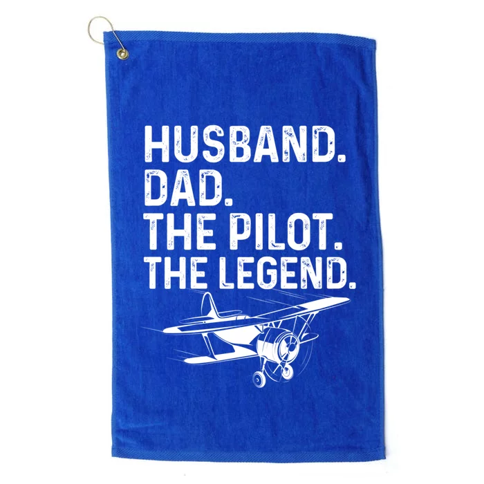 Husband Dad Pilot Legend Funny Airplane Fathers Day Tee Gift Platinum Collection Golf Towel