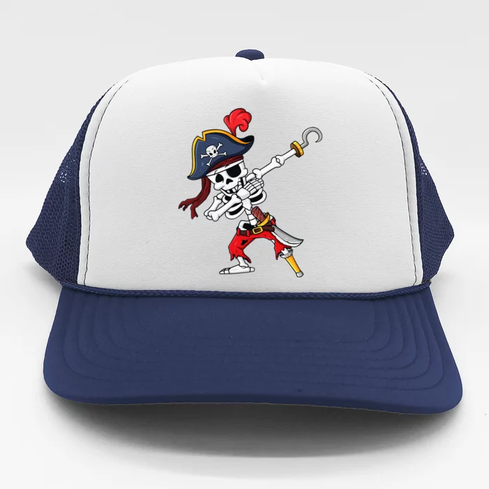 Halloween Dabbing Pirate Skeleton Funny Dab Trucker Hat