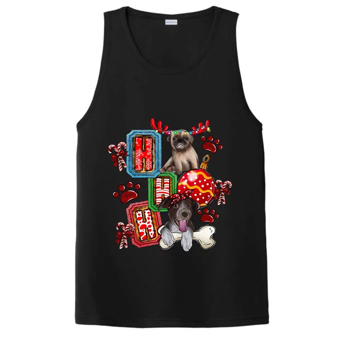 Hohoho Dog Paw Christmas Pajama Cute Holiday Dog Lovers Xmas Gift Performance Tank