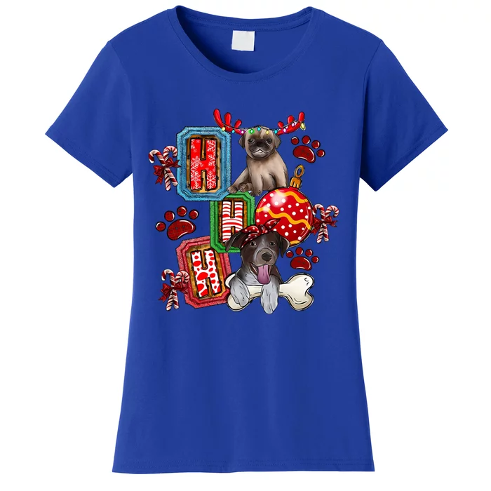 Hohoho Dog Paw Christmas Pajama Cute Holiday Dog Lovers Xmas Gift Women's T-Shirt