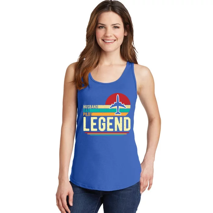 Husband Dad Pilot Legend Funny Fathers Day Quote Funny Gift Ladies Essential Tank