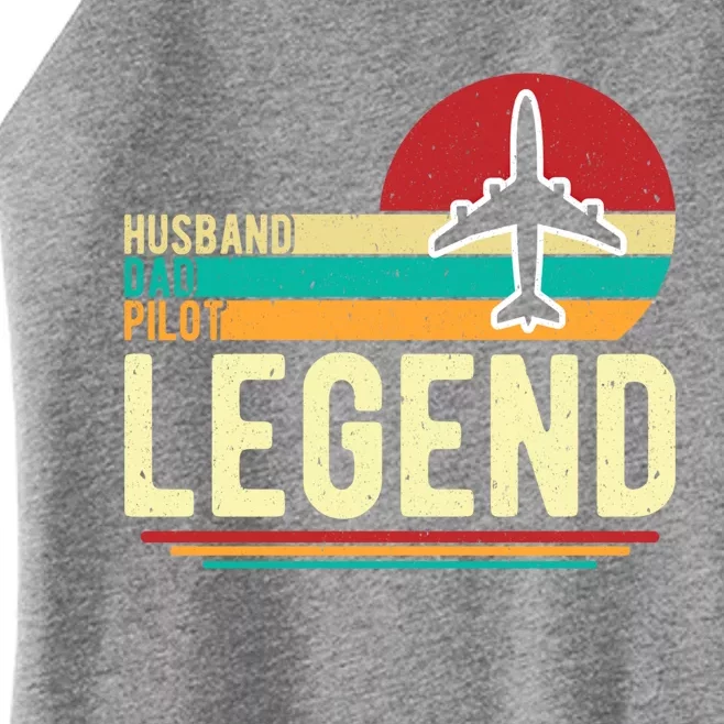 Husband Dad Pilot Legend Funny Fathers Day Quote Funny Gift Women’s Perfect Tri Rocker Tank