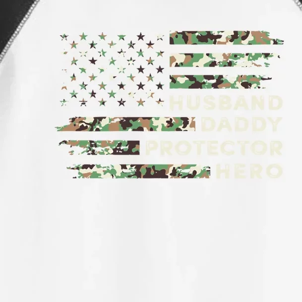 Husband Daddy Protector Hero Camouflage Flag Fathers Day Cool Gift Toddler Fine Jersey T-Shirt