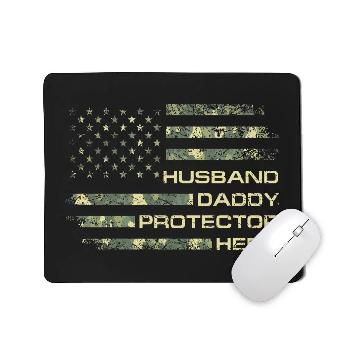 Husband Daddy Protector Hero Fathers Day Camo American Flag Mousepad