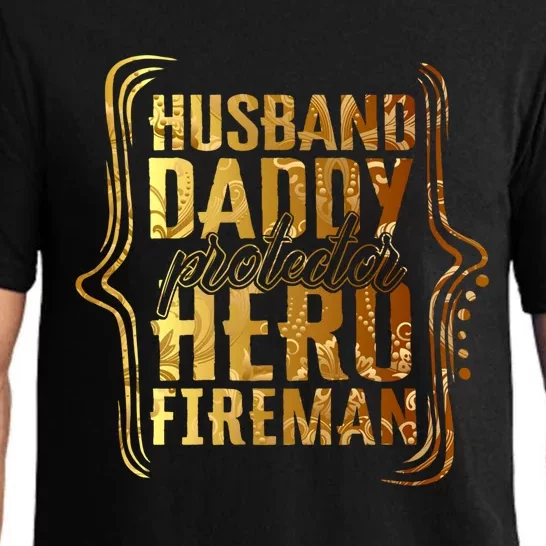 Husband Daddy Protector Hero Fire Tie Dye Golden Fathers Funny Gift Pajama Set