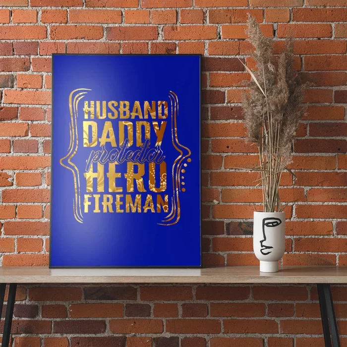 Husband Daddy Protector Hero Fire Tie Dye Golden Fathers Funny Gift Poster