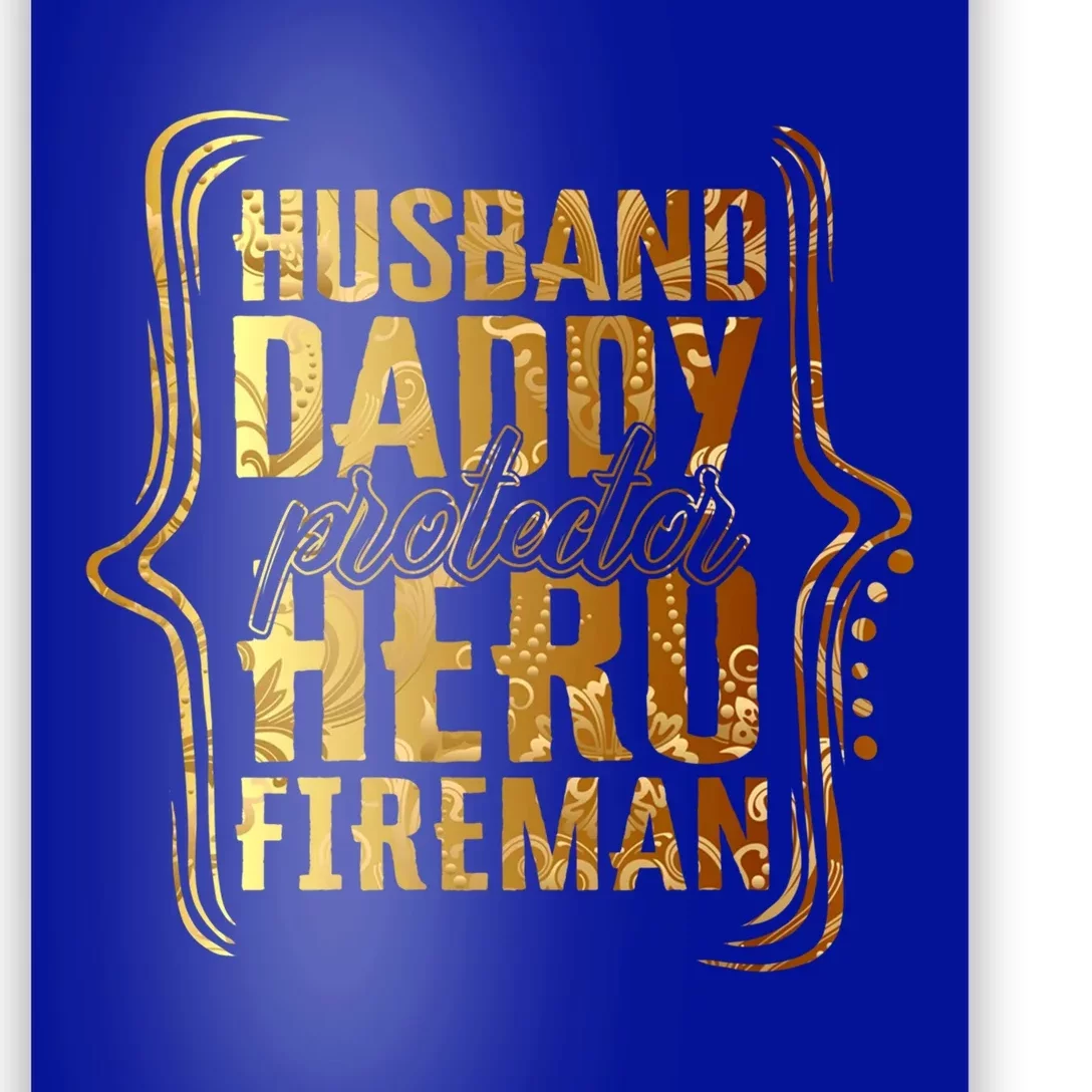 Husband Daddy Protector Hero Fire Tie Dye Golden Fathers Funny Gift Poster