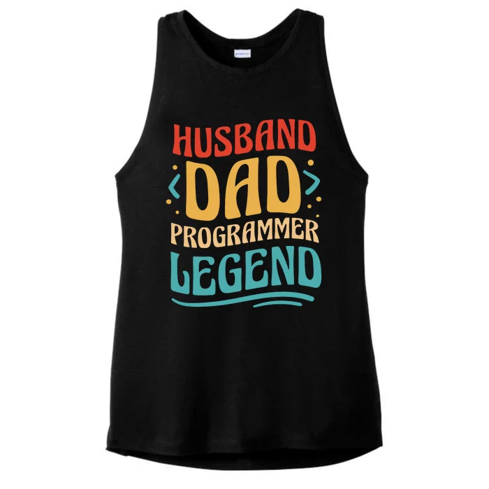 Husband Dad Programmer Legend Ladies Tri-Blend Wicking Tank