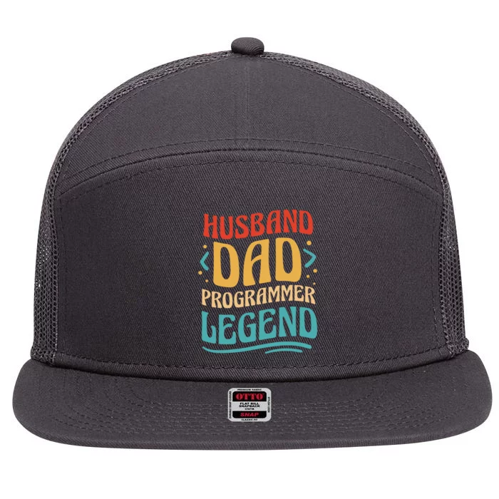 Husband Dad Programmer Legend 7 Panel Mesh Trucker Snapback Hat