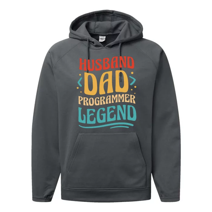 Husband Dad Programmer Legend Performance Fleece Hoodie