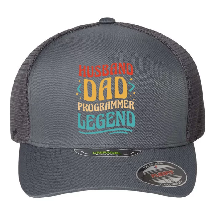 Husband Dad Programmer Legend Flexfit Unipanel Trucker Cap