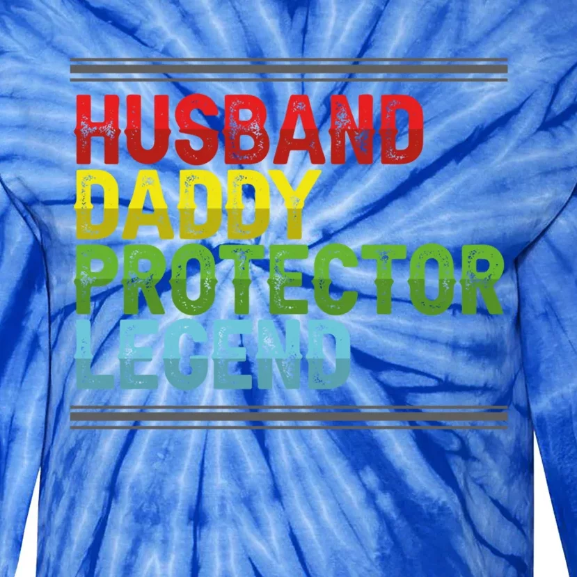 Husband Daddy Protector Legend Fathers Day Cool Gift Tie-Dye Long Sleeve Shirt