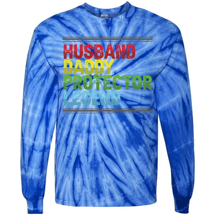 Husband Daddy Protector Legend Fathers Day Cool Gift Tie-Dye Long Sleeve Shirt