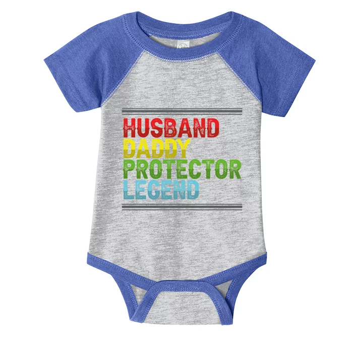 Husband Daddy Protector Legend Fathers Day Cool Gift Infant Baby Jersey Bodysuit