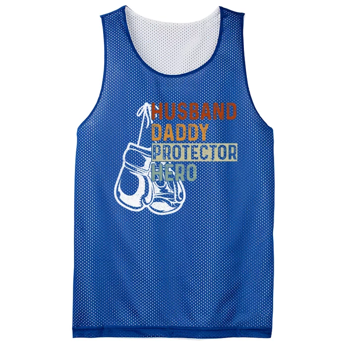 Husband Daddy Protector Hero Fathers Day Boxing Dad Grandpa Meaningful Gift Mesh Reversible Basketball Jersey Tank