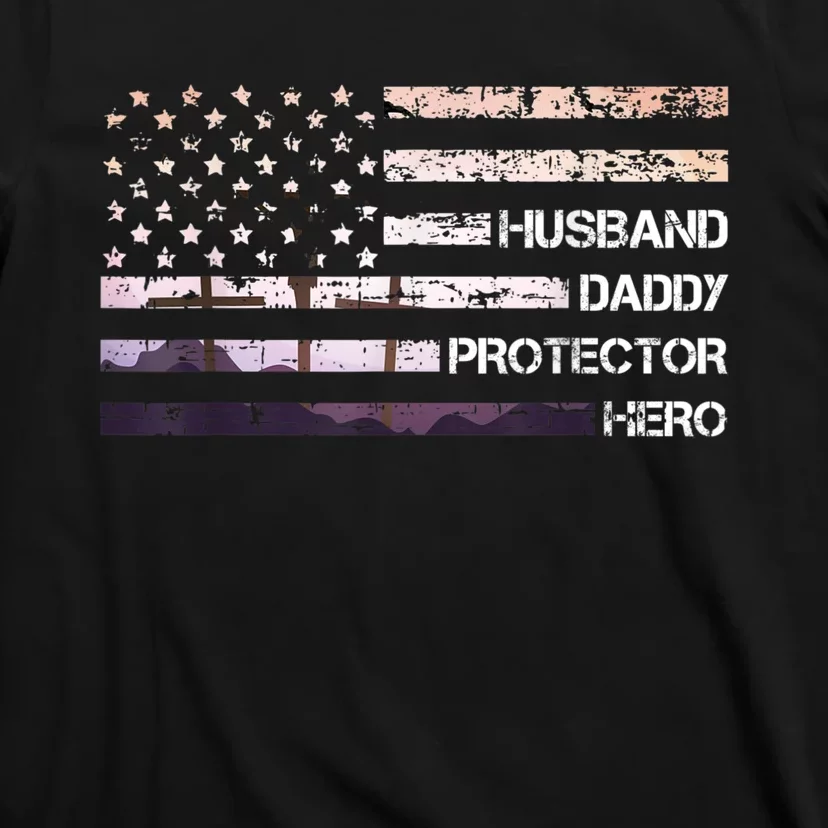 Husband Daddy Protector Hero Fathers Day Dad Gift Papa Idea T-Shirt