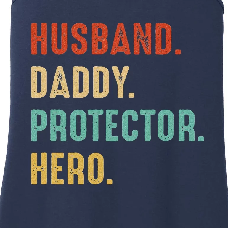 HUSBAND DADDY PROTECTOR HERO Dad Father Funny Fathers Day Love Ladies Essential Tank