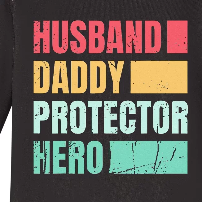 Husband Daddy Protector Hero Baby Long Sleeve Bodysuit